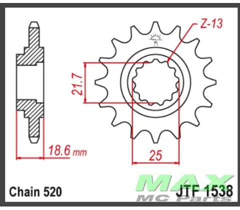 Outlet JT Forkædehjul - JTF1538.15 Z800 13-16